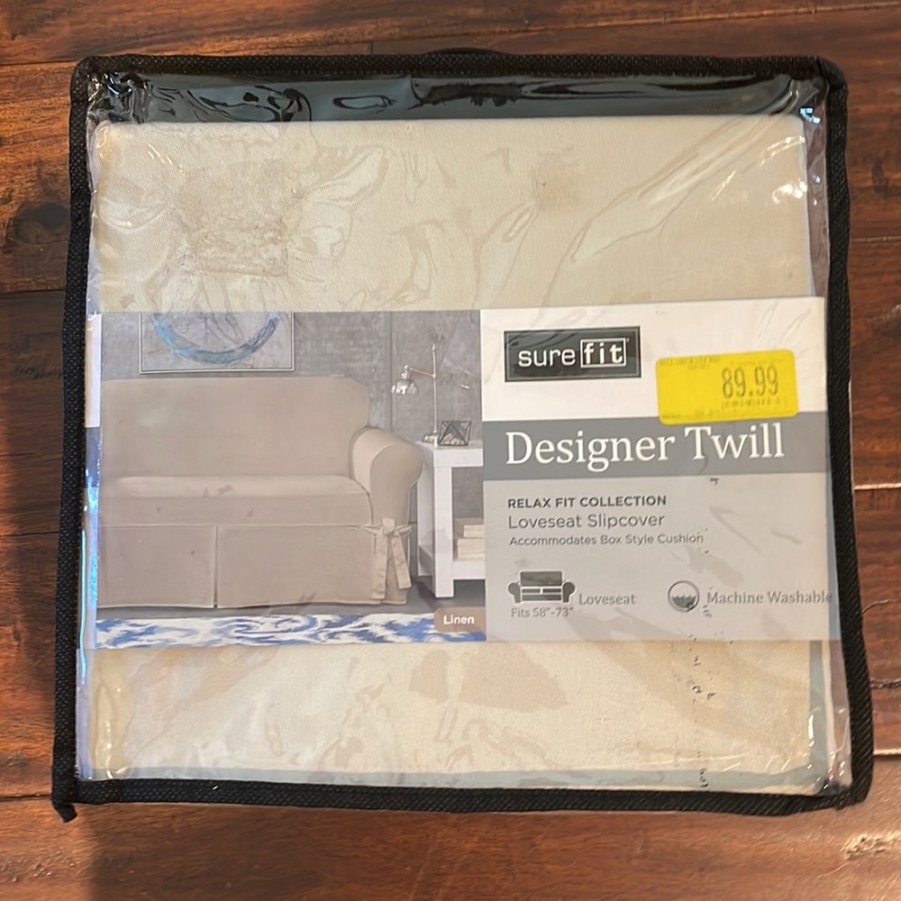 COPY - Surefit designer twill loveseat slipcover Linen color